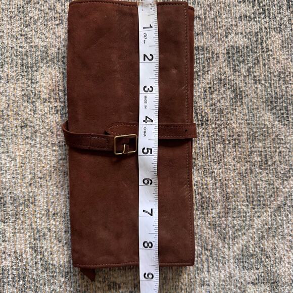 Mark Cross England Vintage Suede Jewelry Roll Travel Organizer Pouch Brown - Picture 10 of 12